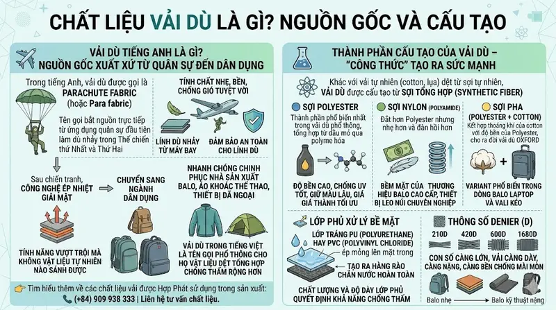 Chất Liệu Vải Dù Là Gì? Đặc Điểm, Phân Loại Và Ứng Dụng Chi Tiết