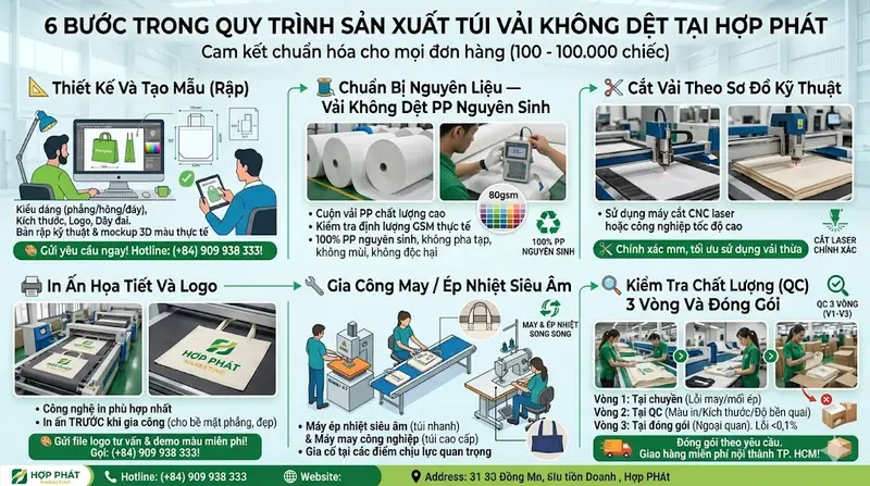 Quy Trình Sản Xuất Túi Vải Không Dệt Tiêu Chuẩn Quốc Tế Tại Hợp Phát 🏭 Quy Trình Sản Xuất Túi Vải Không Dệt Tiêu Chuẩn Quốc Tế Tại Hợp Phát 🏭