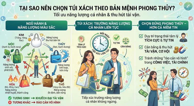 Cách Chọn Túi Xách Theo Màu Phong Thủy Giúp Tài Lộc Hanh Thông, May Mắn 🌟