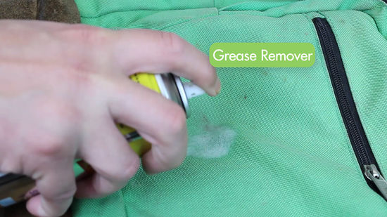 Apply a stain remover on a backpack