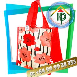 Front Red PP woven shopping bag