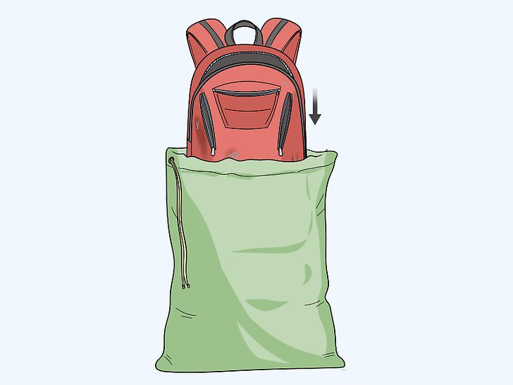 Put your backpack on a laundry bag