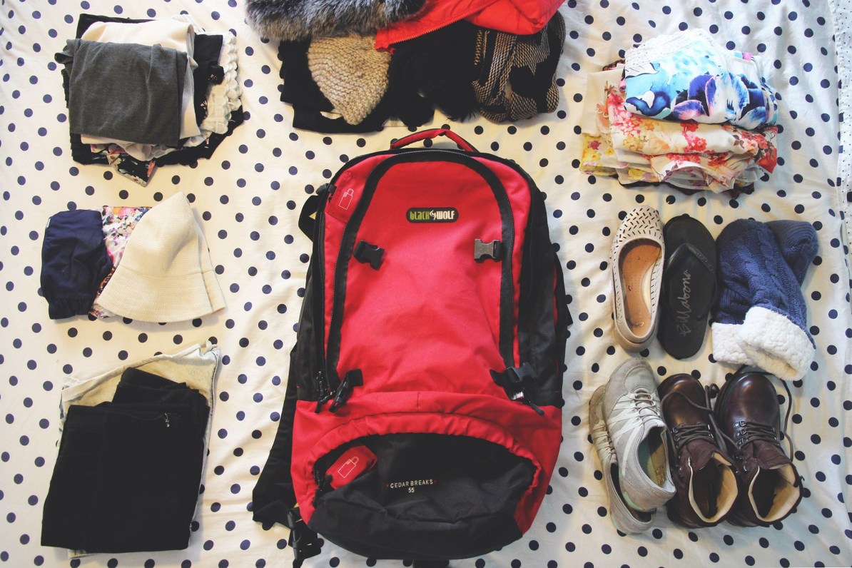 Take all your items out inside your travel backpack