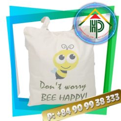 Front bee happy canvas bag