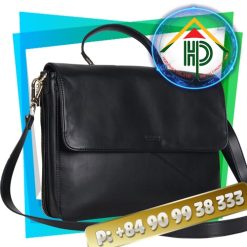 Front black leather briefbag