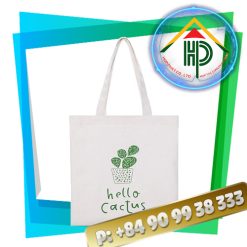 Front hello cactus canvas bag