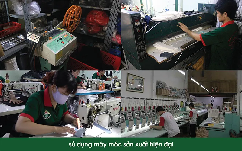sử dụng máy móc hiện đại để may túi vải đay sử dụng máy móc hiện đại để may túi vải đay