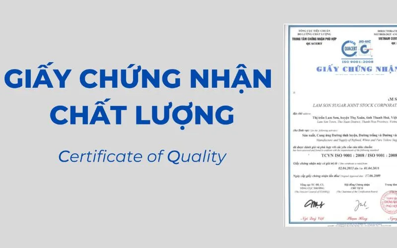 Yêu Cầu Giấy Chứng Nhận Chất Lượng
