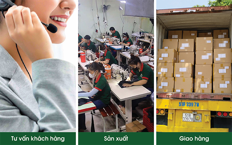 tư vấn khách hàng, sản xuất và giao hàng.túi vải đay đựng quà tặng