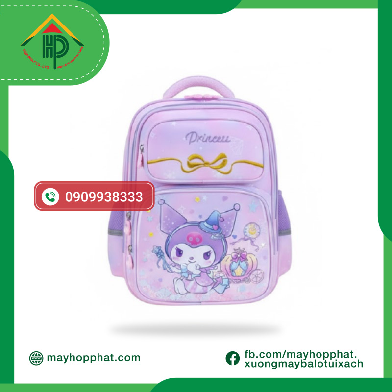 Princess Kids' Posture-Correcting Backpack – 3D EVA Back Pad, 600D Polyester, Under 700g | Hop Phat Factory balo-chong-gu-cho-tre-em-princess