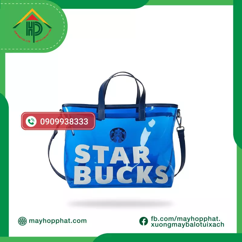 High-Quality Starbucks PVC tote bag | Waterproof & Fashionable Shopping Bag túi tote pvc starbucks