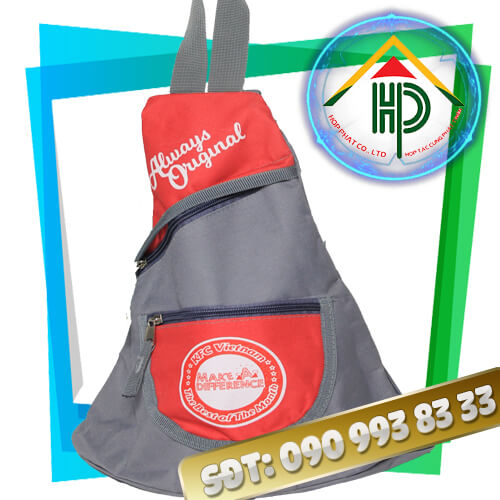 Front view of custom-made KFC crossbody bag