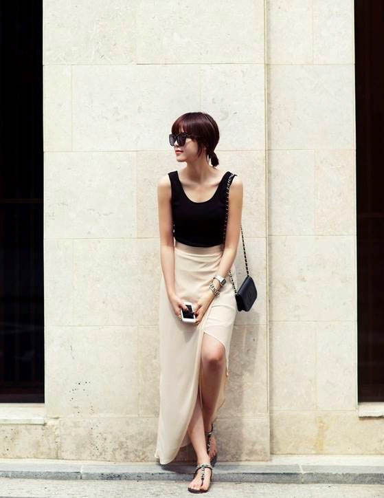 Bodysuits and slit maxi skirts Bodysuits and slit maxi skirts