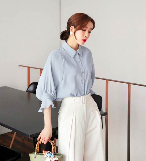 Breezy with wide-leg pants and long shirt