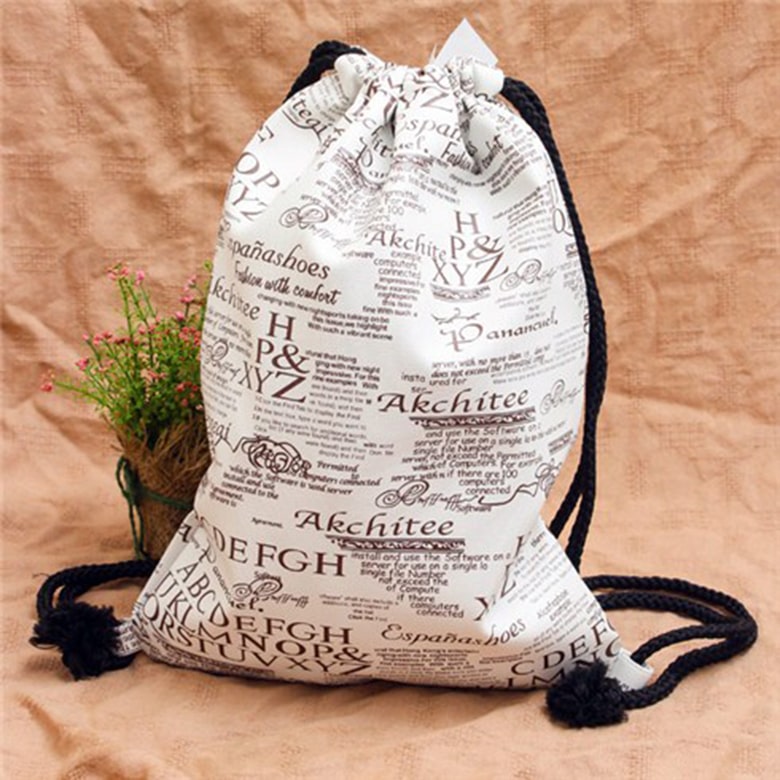Drawstring backpack with newspaper pattern Drawstring backpack with newspaper pattern