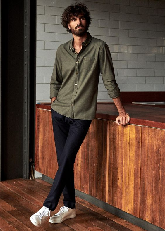 Dress pants in basic outfit coordination for men