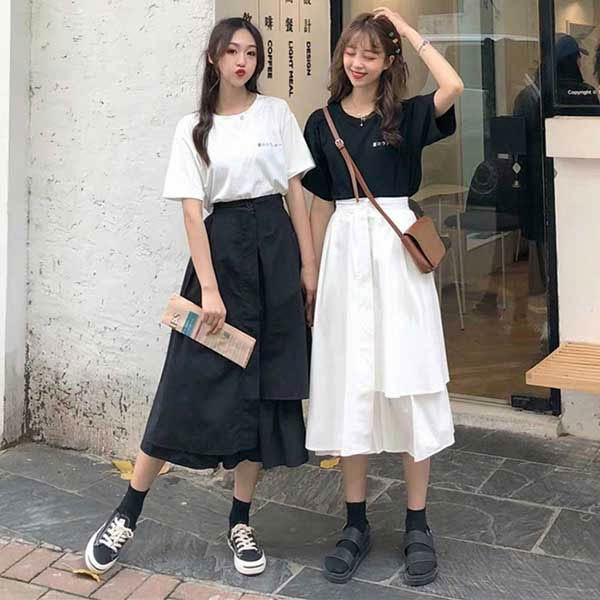 Graceful long straight skirts styled in vintage style Graceful long straight skirts styled in vintage style
