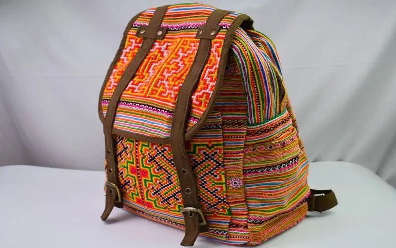 hand-embroidered backpack with folk patterns
