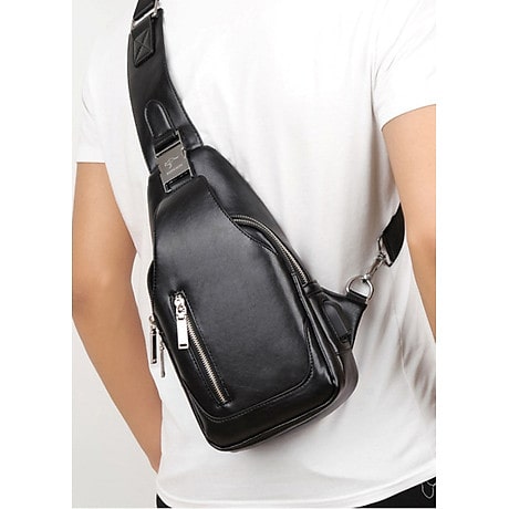 high-grade leather one-strap backpack
