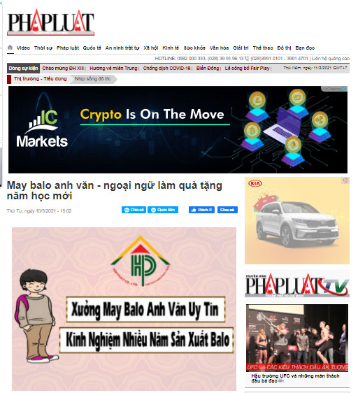 Hợp Phát records lasting impression about English backpacks on Law Newspaper HCMC