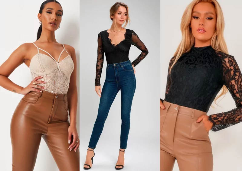 Lace-trimmed bodysuits Lace-trimmed bodysuits