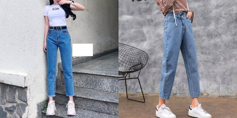 Note the stretch capability of women's jeans Note the stretch capability of women's jeans