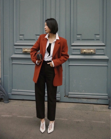 What top to pair with wide-leg black pants