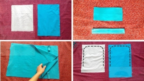 Accessories and materials needed to make a drawstring backpack