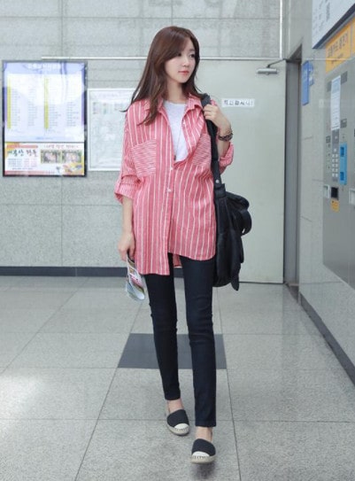 Backpack mixed with shirt and formal pants
