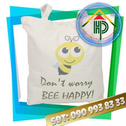 Bee Happy Canvas Fabric Bag