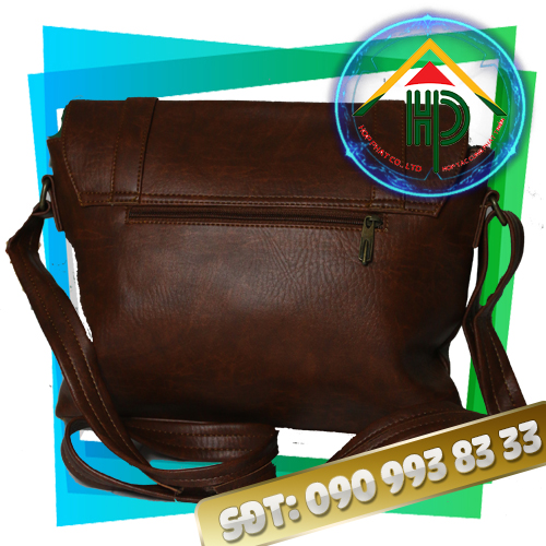 Brown Red Simili Leather Bag