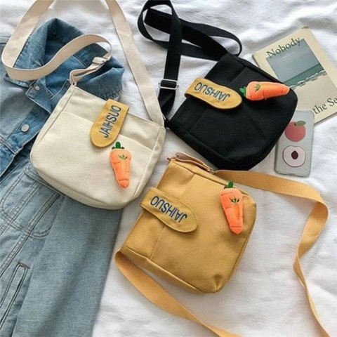 Canvas fabric crossbody bag — versatile everyday style