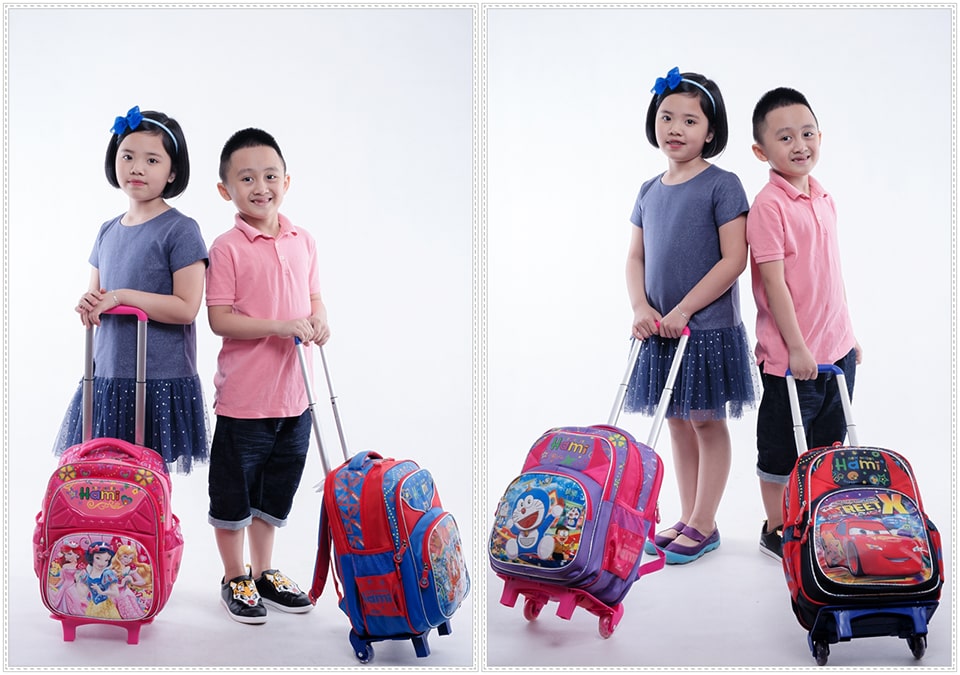 Elementary school backpack for girls with multi-function rolling handle