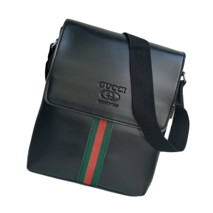 Gucci men's crossbody bag leather canvas strap iconic logo design