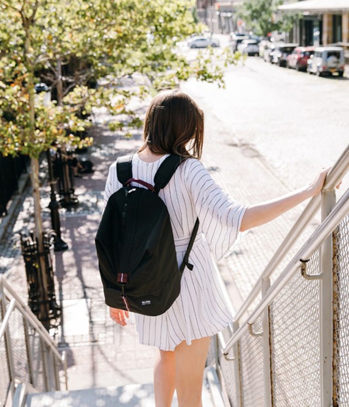 Oversize shirt with a stylish fashion backpack