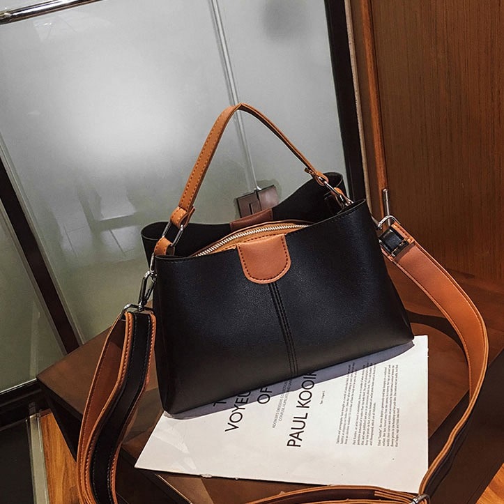 Retro PU leather handbag
