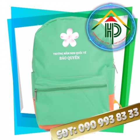 Bao Quyen Kindergarten Backpack – Premium 600D Canvas, PVC Water-Resistant, Eye-Catching Blue Bao Quyen Kindergarten Backpack Front View