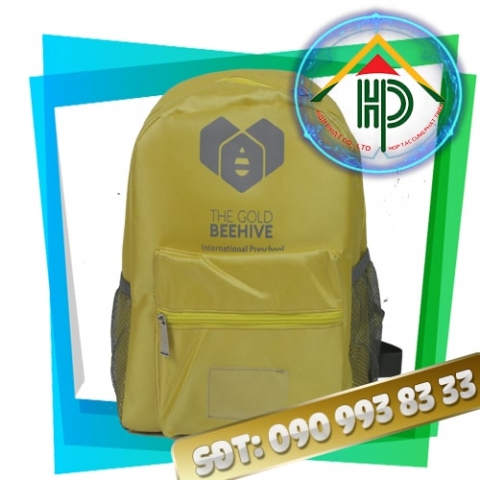 Beehive Kids Backpack – Premium Yellow Plaid Nylon for Preschool Children by Hop Phat Beehive kids backpack front view
