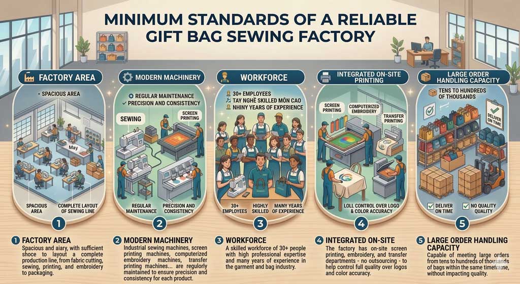 🏭 5 Golden Criteria for Choosing a Garment Factory for Gift Bags — Affordable & Reliable