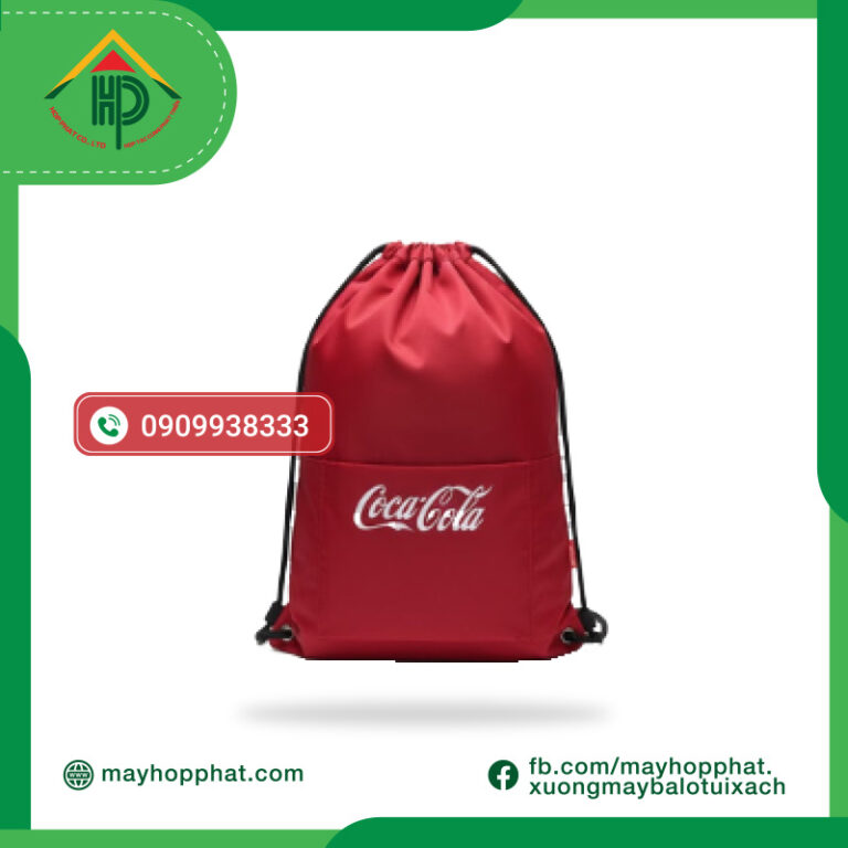 Vibrant Red Drawstring Backpack with Coca-Cola Logo | May Hop Phat