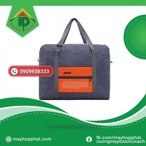 Premium Gray and Orange Foldable Travel Bag | Compact Wholesale & Custom Manufacturing Gray and Orange Foldable Travel Bag