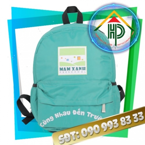 Mam Xanh Preschool Backpack – Premium Waterproof Nylon, Cute Design for Toddlers at Hop Phat Mam Xanh Preschool Backpack – Front View