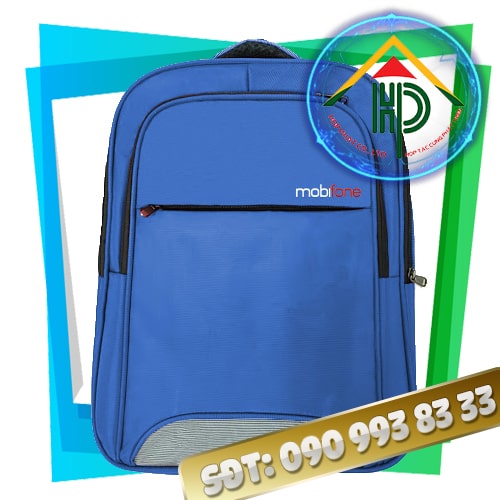 Mobifone Promotional Backpack – Custom Logo, Premium 600D PVC, Made by Hop Phat Mobifone Promotional Backpack