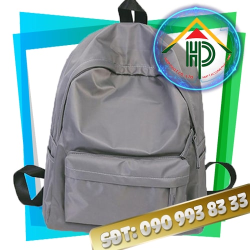 Nylon Laptop Backpack – Lightweight Gray Nylon, 4 Compartments, Custom Made by Hop Phat Sewing Factory Nylon Laptop Backpack