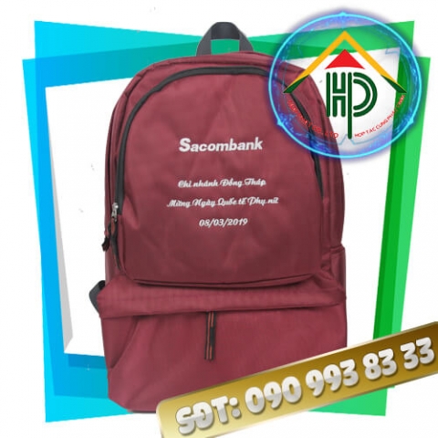 Sacombank promotional backpack front view Sacombank promotional backpack front view