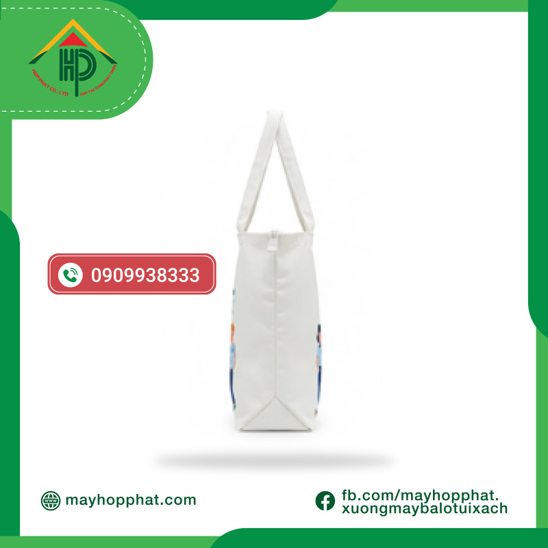 Tam Khoi Center Canvas Tote Bag with Zipper Tam Khoi Center Canvas Tote Bag with Zipper