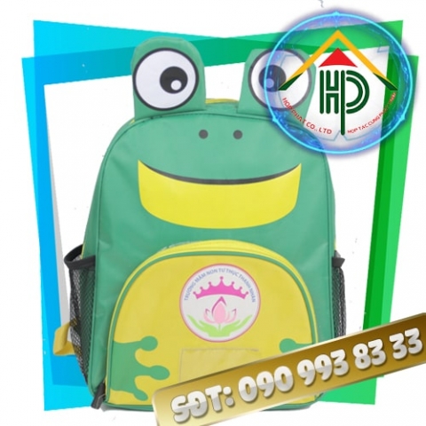 Thanh Nhan Private Kindergarten Backpack – 3D Cartoon Frog, Premium 600D Canvas Thanh Nhan Private Kindergarten Backpack