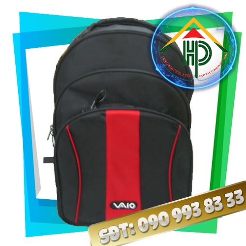 Vaio Laptop Backpack – Durable 1680D Canvas, Black & Red, Custom Made by Hop Phat Sewing Factory Vaio Laptop Backpack