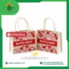 Floral Pattern Faux Jute Fabric Box Bag