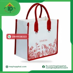Jute Fabric Bag with Leather Handle